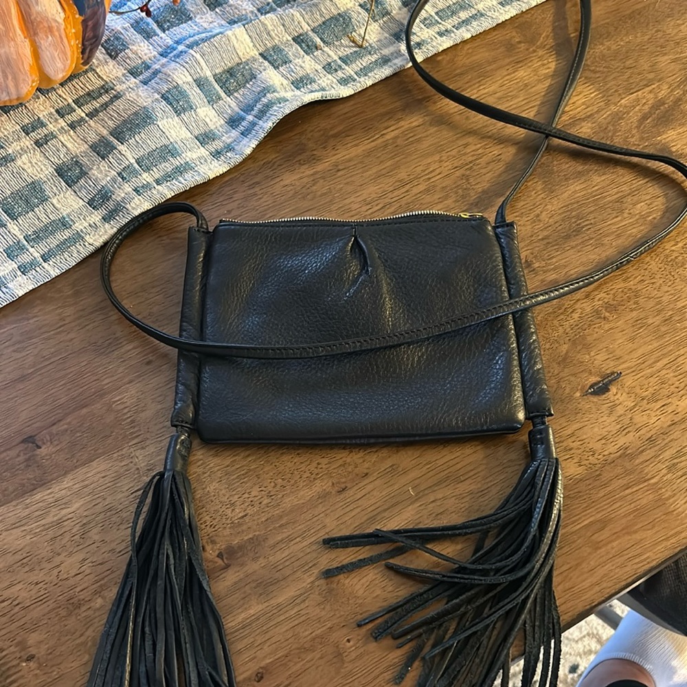 Black leather hobo crossbody
